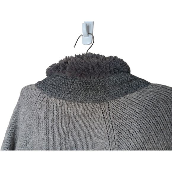 Anthropologie Sleeping On Snow Gray Cardigan Sweater Coat L Sherpa Lined - Picture 13 of 16